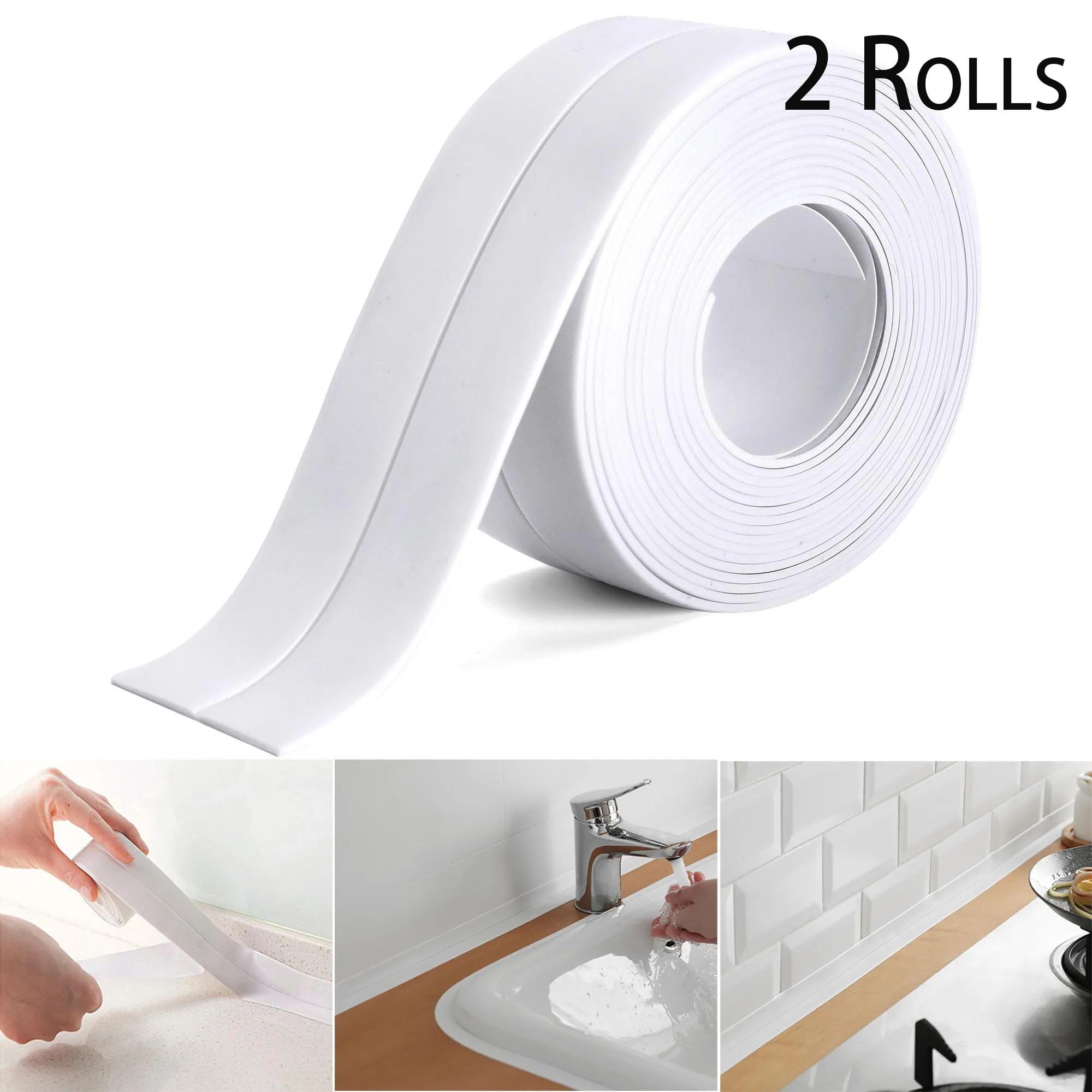 2 Rolls 3.2M PVC Sealing Strip Tape for Bathroom Bath Toilet Kitchen wall sealing tapes