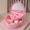 1pcs Heart-Shaped Jewelry Box Pink Girl Diy Gift Storage Box Desktop Double-Deck Mirror Make Up Organizer Box Heart-Shaped Jewel 3