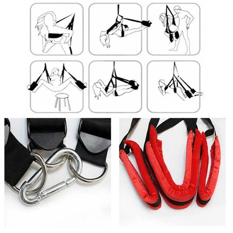 New Upgrade Pro Sex Swing Soft Material Sex Furuiture Fetish BDSM Bandage Love Adult Games Hanging Door Women Swing Set