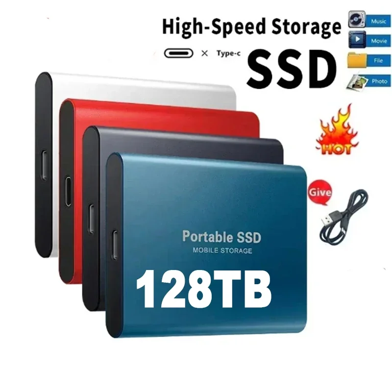 Portable SSD 128TB High Speed USB3.1 M.2 Type-C Interface For PC Laptop Mac