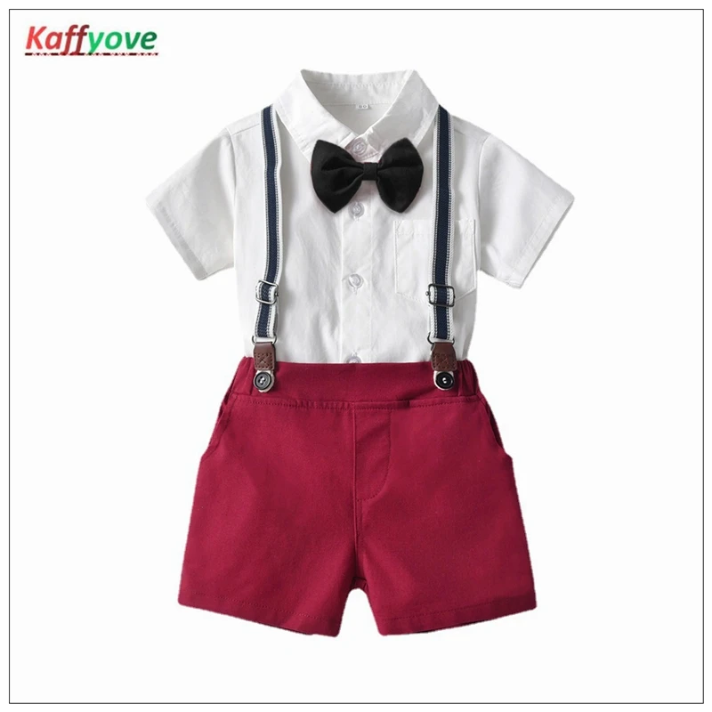 

Детская летняя одежда для мальчиков, Однотонная футболка с коротким рукавом для младенцев, брюки, детская одежда для свадьбы и дня рождения, красивая фотография