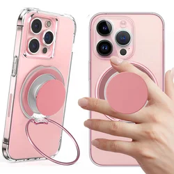 Magnetic Foldable Rotatable Phone Kickstand Grip (Translucent Pink)
