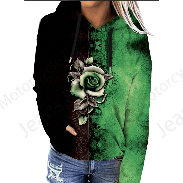 Rose Floral 3d Print Hoodie Women Fashion Oversized Hoodies Women Sweats Flower Coat Sweatshirt With Pocket Pullovers Sudaderas 4