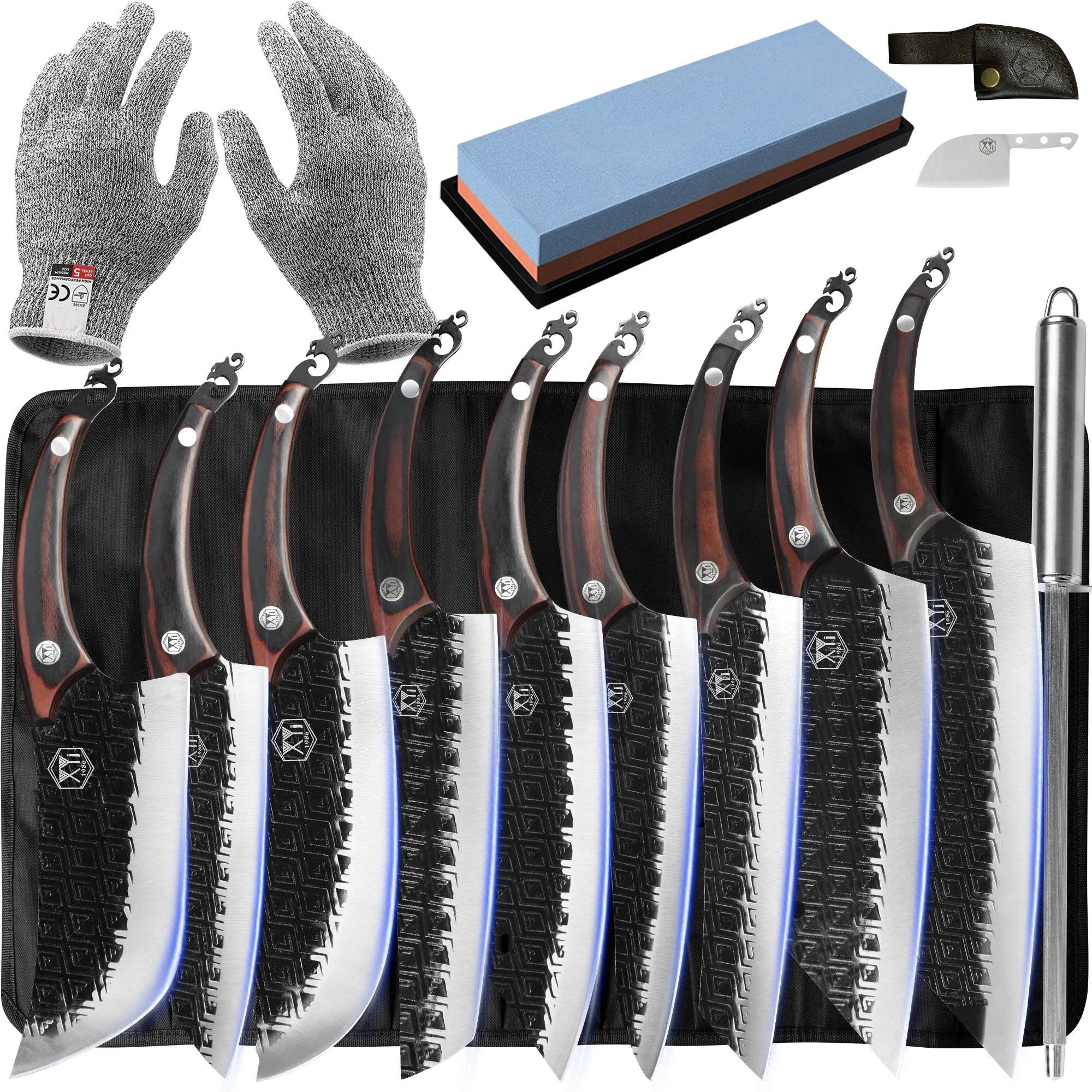 9 Pieces Cooking Knives Paring Peeling Knife Chef Knife Stainless Steel