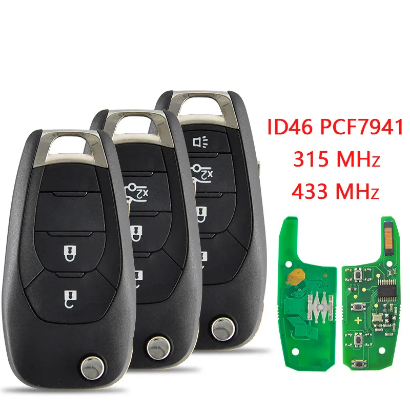

2pcs Car Remote Control Key For Chevrolet Cruze Avo 433MHz ID46 PCF7941E Auto Smart Replace Flip Key