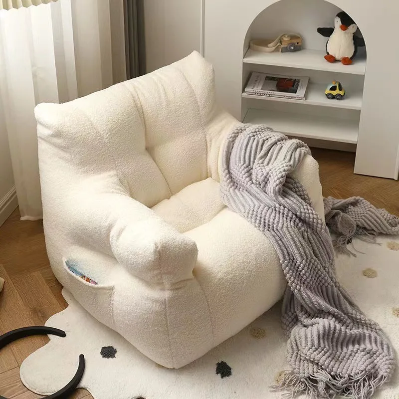 INS Children's Lazy Sofa Stool Mini Bean Bag Lamb Velvet Boys Girls Casual Seat Floor Reading Tatami Sofa Children Furniture