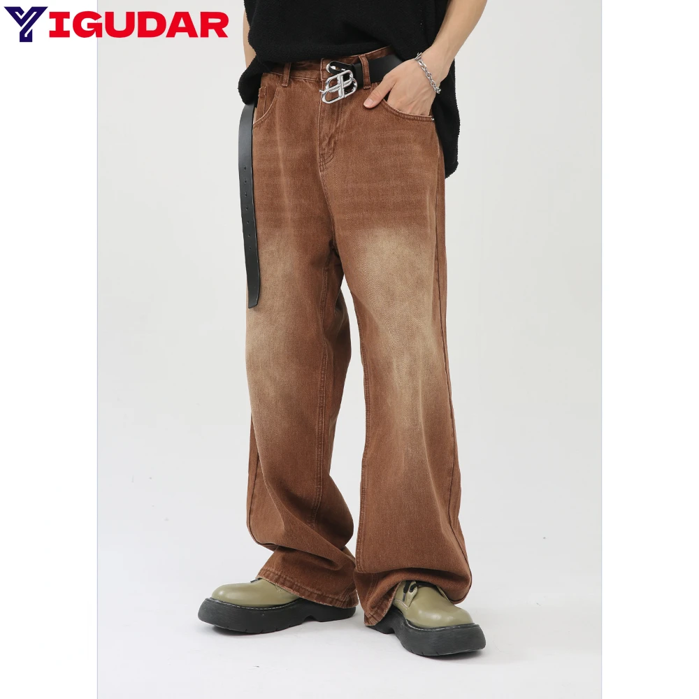 

Джинсы-багги Мужские Винтажные, свободные прямые брюки из денима с широкими штанинами, уличная одежда в стиле хип-хоп, большие размеры, Y2K