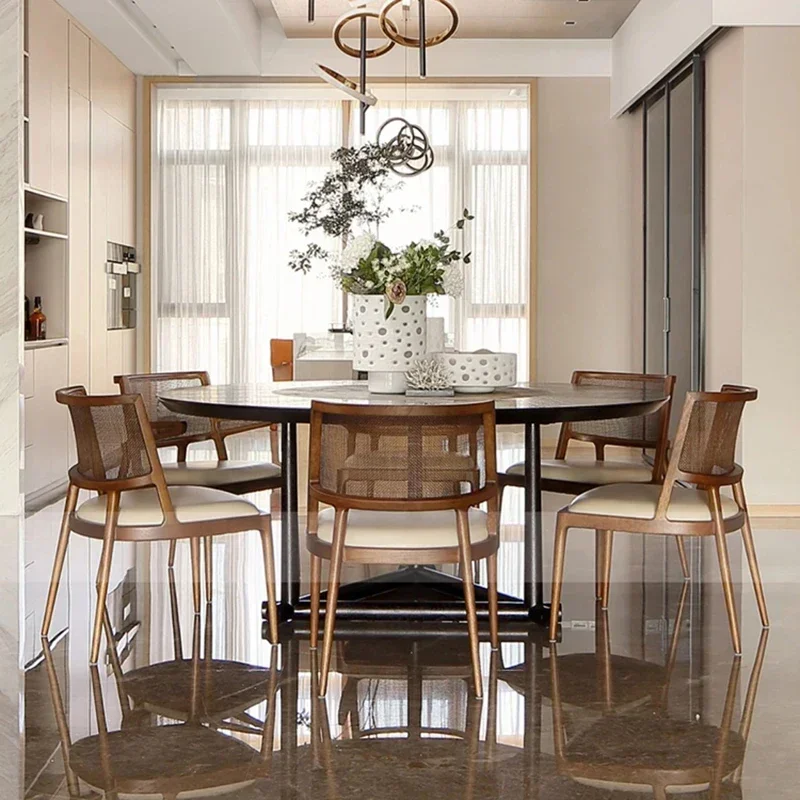 

Home Kitchen Dining Chairs Rattan Backrest Living Room Dresser Chair Luxury Conference Outdoor Sillas Kitchen Furniture LJ50DC