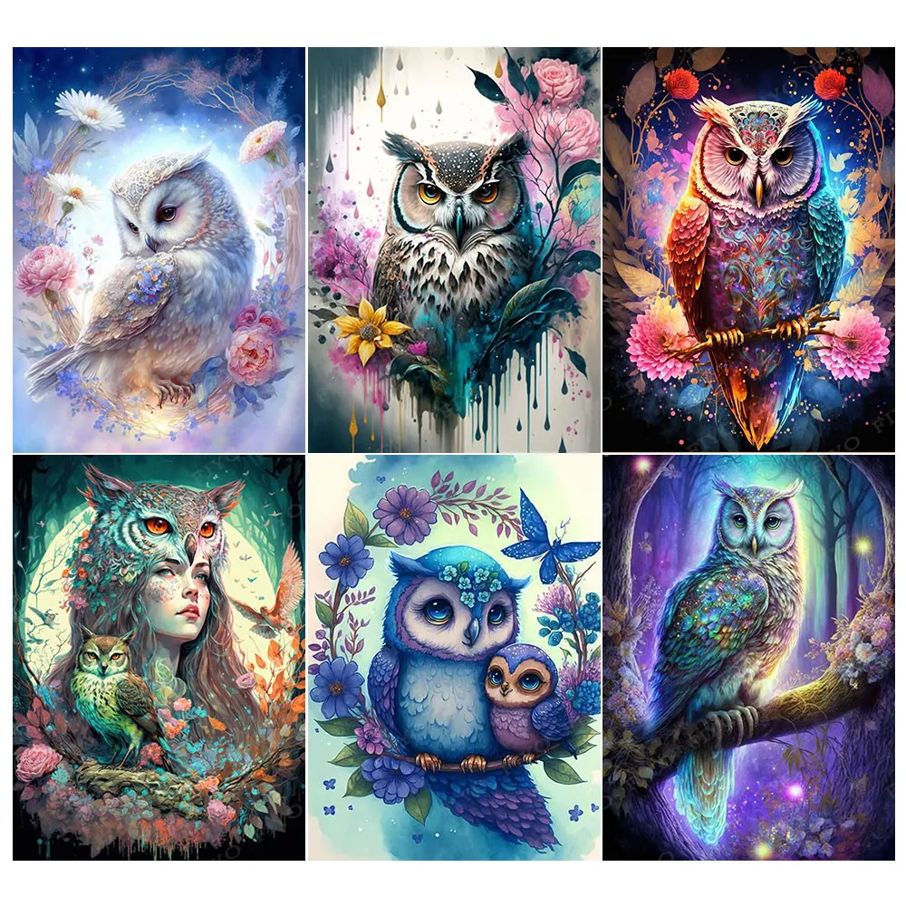 Diamond Painting Full Square Owl Cross Stitch Diamond Mosaic Animal Bead  Embroidery Bird Picture Rhinestone Wall