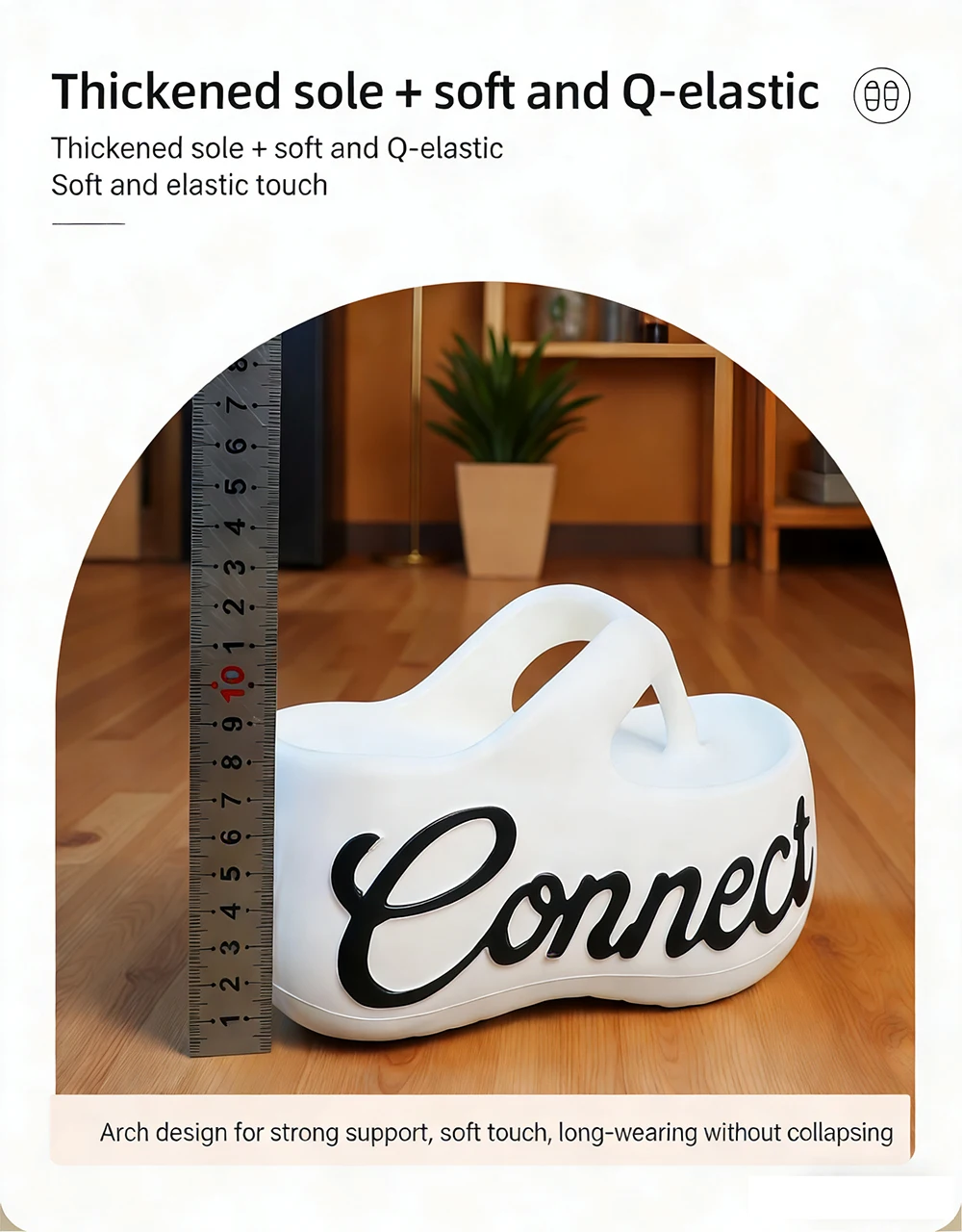 Neueste 2026 Designer Connect Letter Plateau-Flip-Flops für Damen mit dicker 9cm Sohle, bequeme Zehenstegsandalen für Sommer und Strand – Detail 10