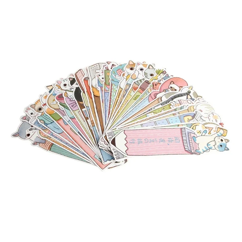 30pcs Useful Funny Cat Clip School Creative Supplies Student Multi-purpose Novel Gift Supply Paper Bookmarks