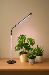Adjustable Gooseneck LED Grow Light with Full Spectrum, Timer, and Dimmable Mode (Black)