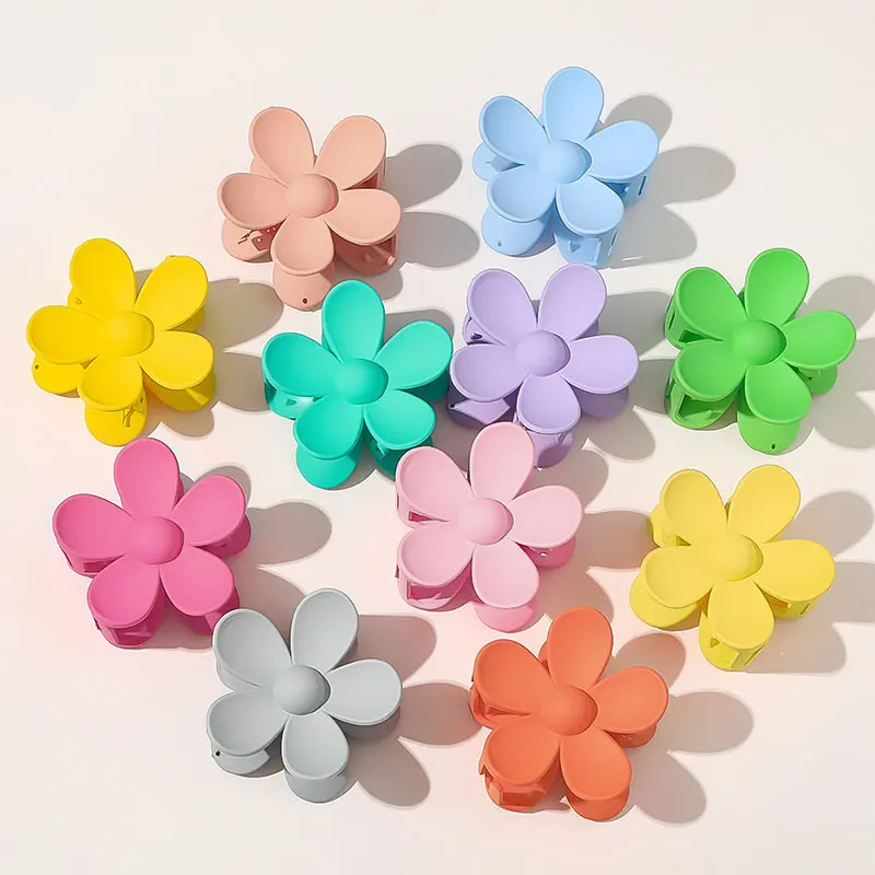 

1PC Fashion Women Plastic Hair Claws Crab Clamps Charm Solid Color Flower Shape Lady Small Hair Clips Headdress Hair Accessories