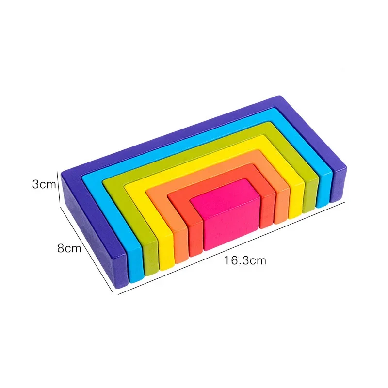 3D Early Childhood Education Montessori Toys Baby Wooden Building Block BPA Free Rainbow Block Baby Newborn Toddler Puzzle Gifts