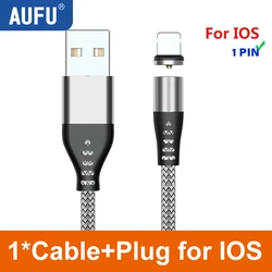 Enhanced Magnetic USB Charging Cable - 1 Pin, Type C, Micro USB, 2.4A Fast Charge - 1m (Silver for IOS)