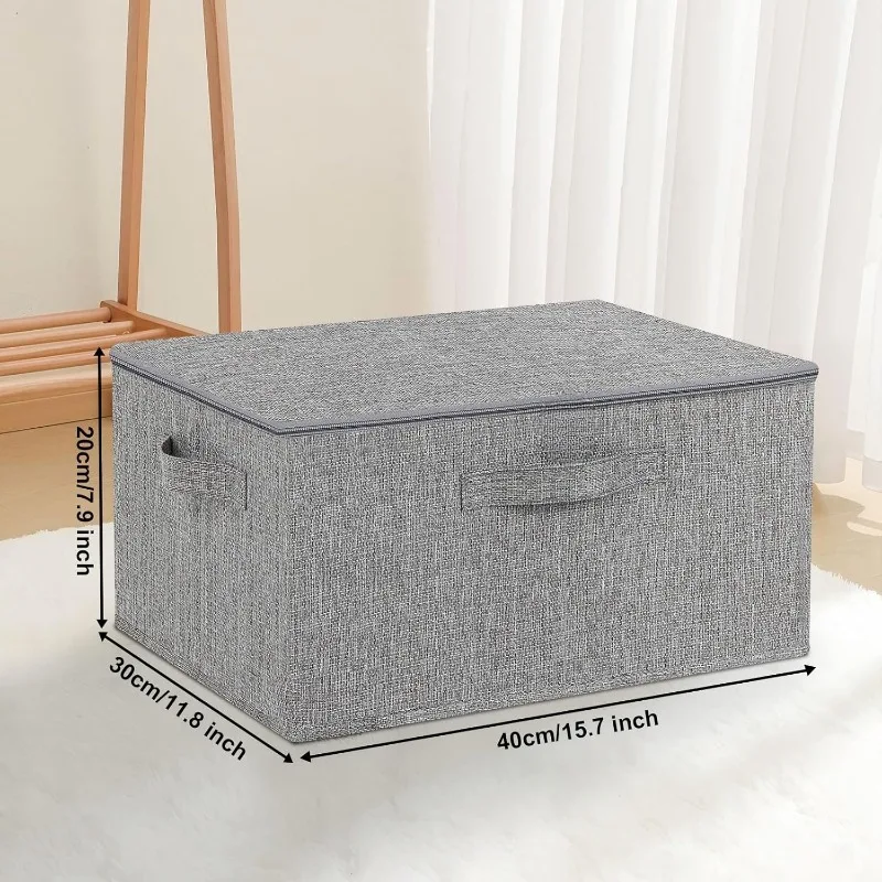 Large Capacity Fabric Storage Boxes with Lids and Handles - Foldable Covered Bins for Clothes, Toys - for Closet, Bedroom, Home 3