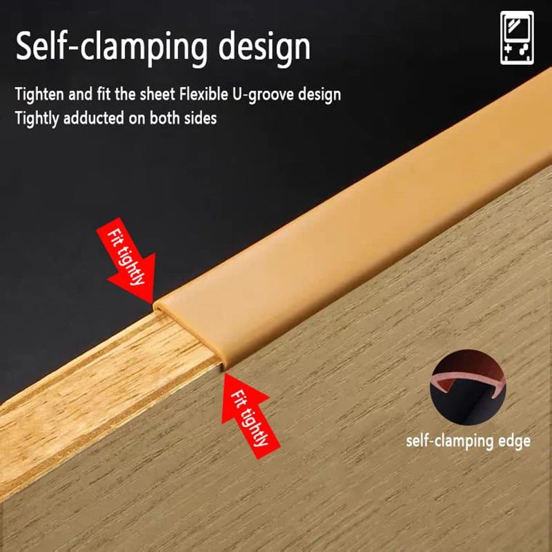 Self-Adhesive U Shape Edge Protector for Furniture Rubber Edge Banding Cabinet Repair Restoration Wood Veneer Guards Tape 5M
