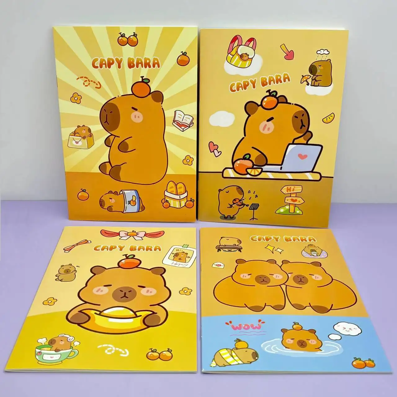 4Pcs/Lot Cartoon Capybara Office Accessories Diary Cute Notebooks Journals Notepads kids Stationery gift