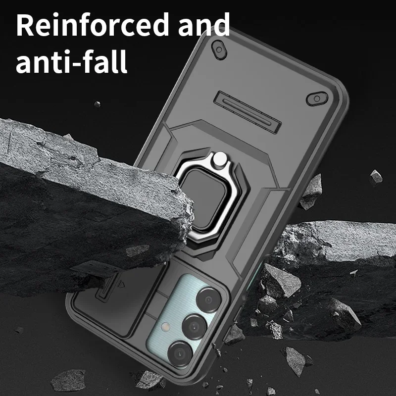 Rüstungsfall für Samsung Galaxy M15 M35 M55 A15 5G A25 A35 A55 Schutzhülle Ring Magnethalter Coque Fundas Capa_voghion.com