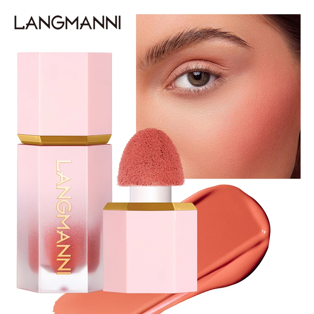 Liquid Cheek Blush Facial Nourishing Blush Gel Cream Waterproof Multi-purpose Eyes&lips Makeup Blush Stick Cosmetics with Sponge