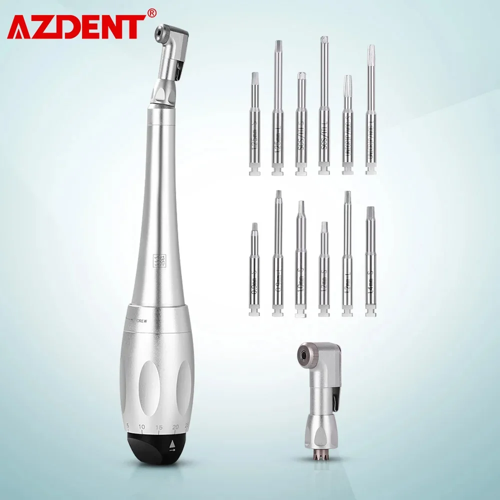 

AZDENT Dental Universal Implant Torque With 12pcs Drivers Wrench Dentistry Latch Head Handpiece 5 to 35 N.cm Dental Instrument