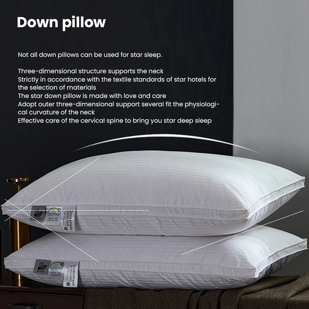 Down Pillows 95% white goose down suite pillow home cervical spine sleep Neck Support Pillow