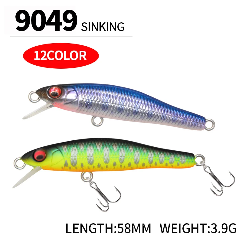 1Pcs Sinking Minnow Wobbler 58mm 3.9g Fishing Bait Hard Bait Pesca  Artificial Pike Seabass Carp Fishing Lure Minnow 9049