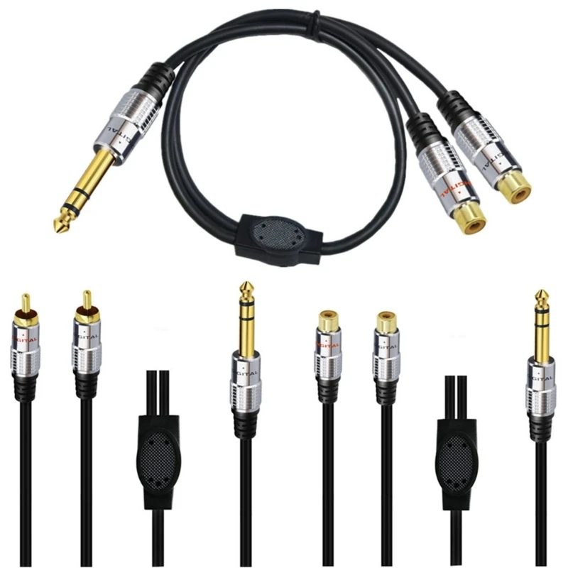 

1/4 Male to 2RCA Cable Gold Plated Connectors Corrosion Resistant