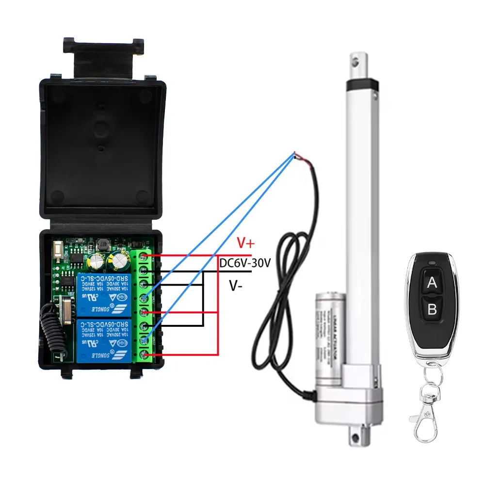 433Mhz Interruttore Wireless di Controllo Remoto DC 12V 24V 2CH 10A Relè Ricevitore Controller Motore Per Porta Serratura Elettromagnetica - immagine 2