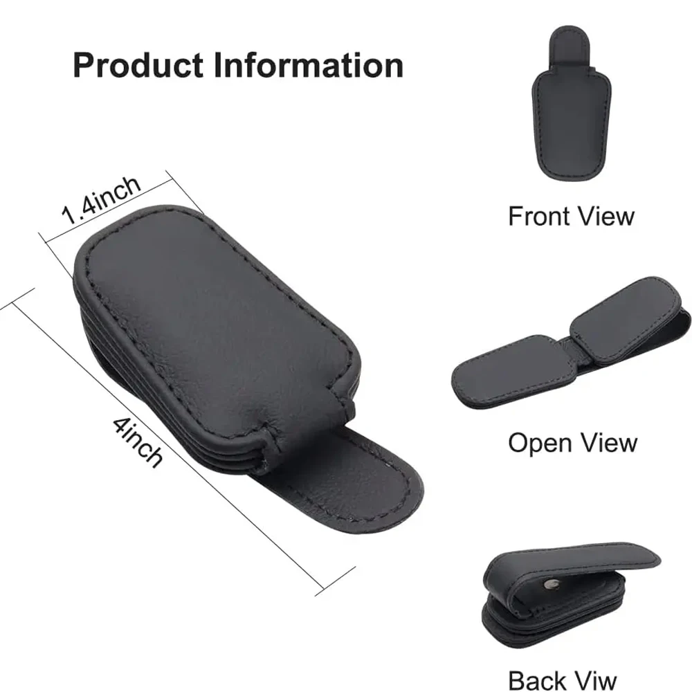 Magnetic Leather Car Sun Visor Organizer and Sunglasses Holder