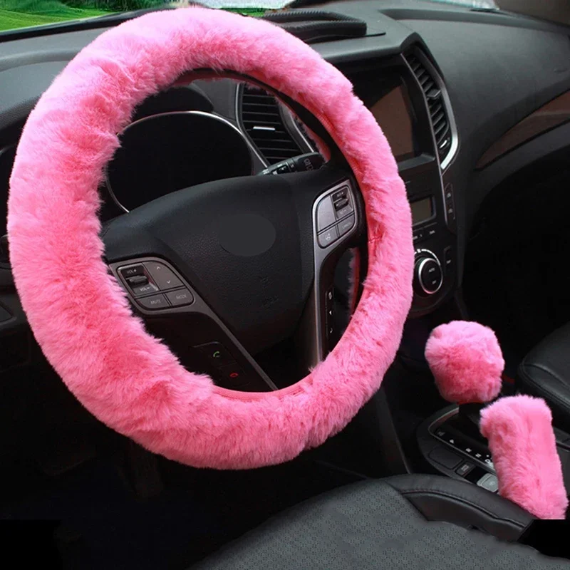 Pink Steering Wheel Cover - Stylish Fuzzy Car Fur Fluffy Set Pink Steering Wheel Cover - Stylish Fuzzy Car Fur Fluffy Set