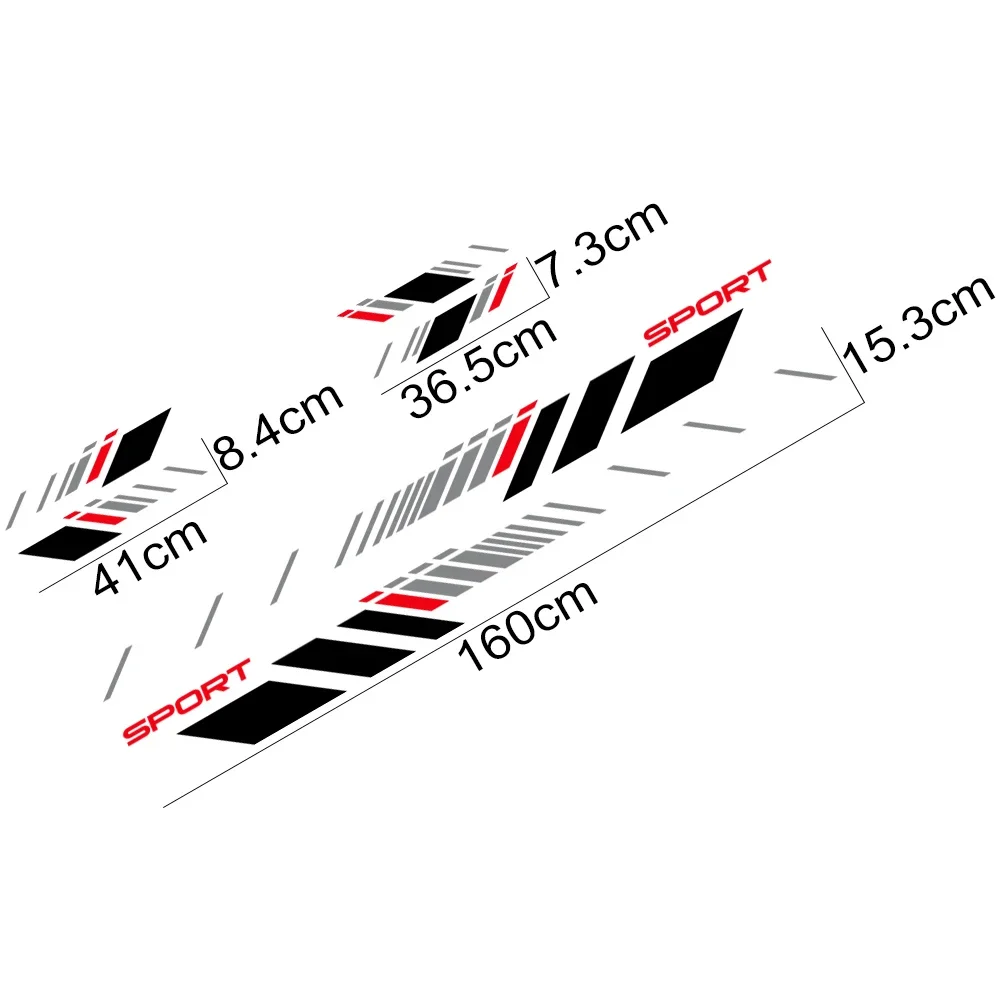 Striped Side Body Sticker Decals - Set of 2