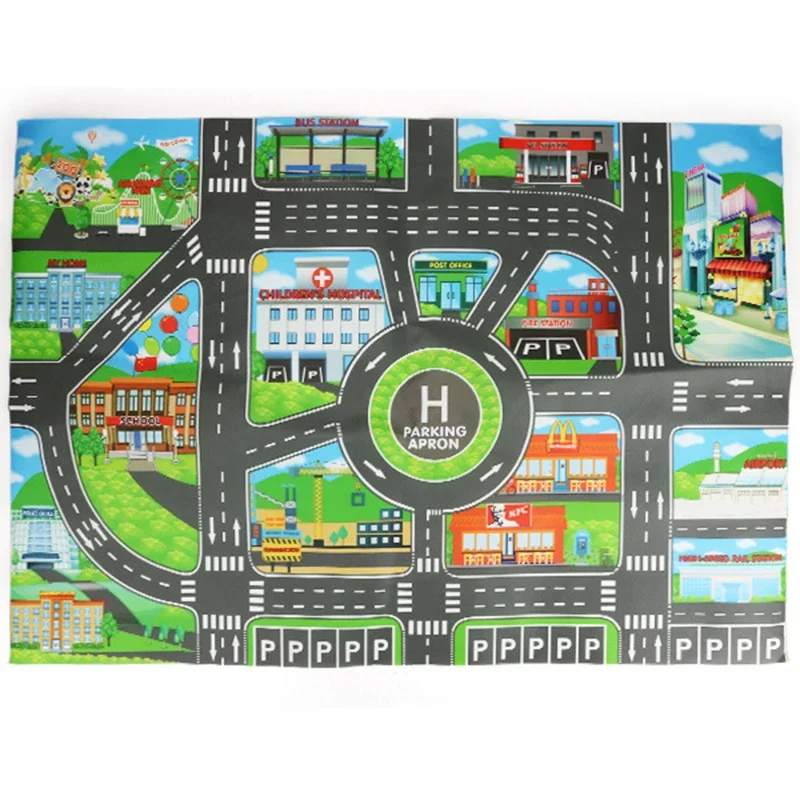 Road Mat Children Traffic Car Map Boy Girls Educational Toy Road Carpet Playmat For Baby Mats Cartoon City Rug Kids Toys Games play mat game mat