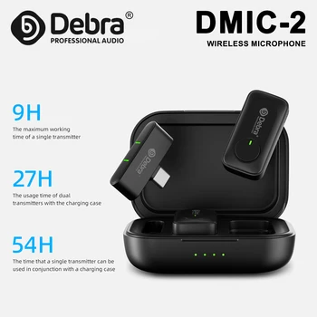 Microfono wireless Debra DMIC-2, riverbero audio ad alta fedeltà, può essere utilizzato con doppi ricevitori contemporaneamente, per telefoni cellulari