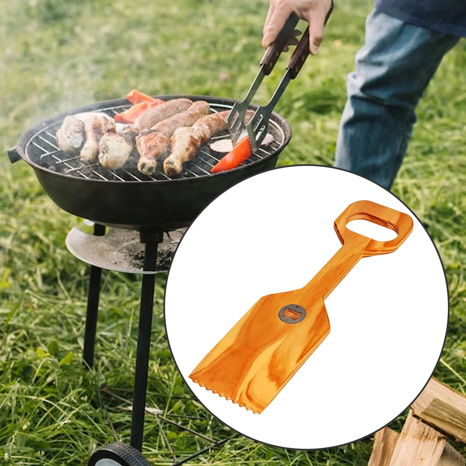 Wooden Grill Scraper Cookware Flat Barbecue Turners for Turning Serving Frying Outdoor Kitchen Serving Tools Cookware Accessory