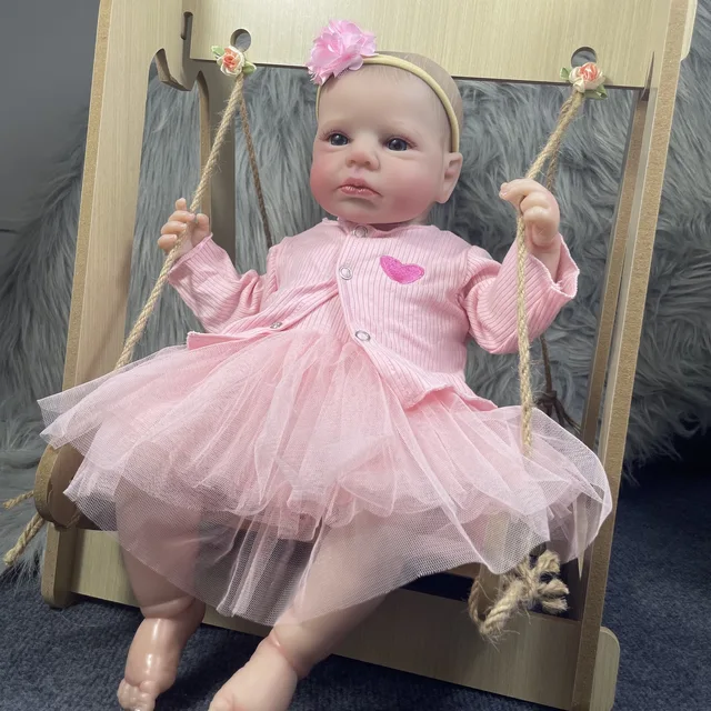 MRB 50CM LouLou Awake Princess Girl Reborn Baby Doll Open Blue Eyes 3D Skin Visible Veins Collectible Doll Toy Christmas Gift 2