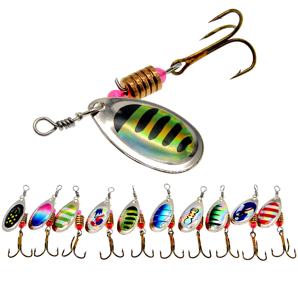 10 Cuillères De Pêche En Métal Avec Plumes, Hameçons Aiguisés, 5g à 13g, Lot De 10
