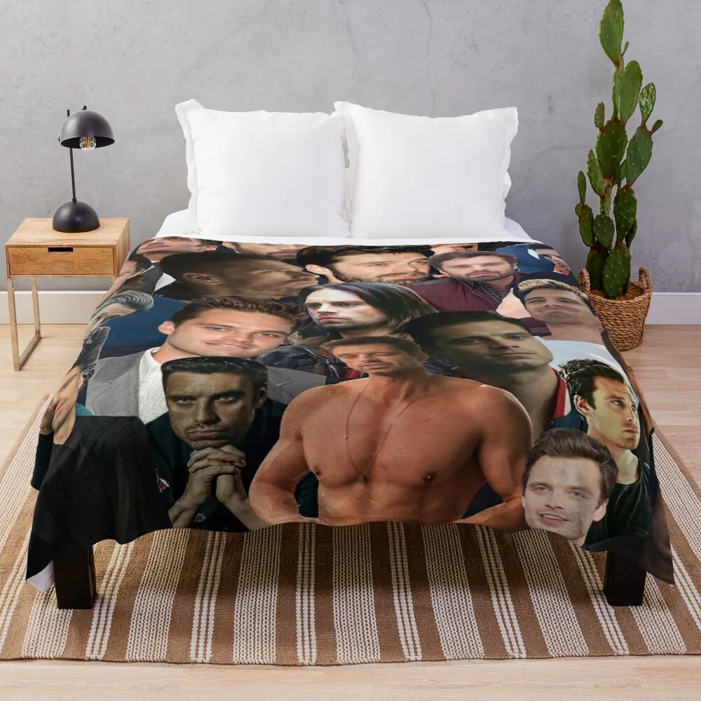 

Sebastian Stan photo collage Throw Blanket Beach Decorative Beds Tourist Blankets