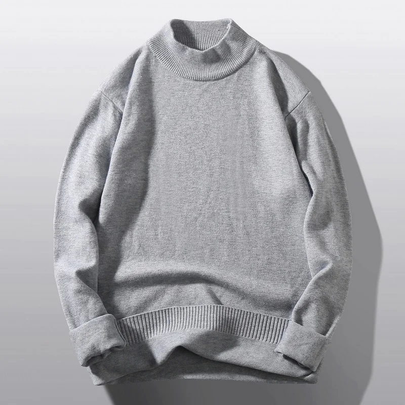 

Autumn Pullover Mock Neck Men's Sweater Fashion Solid Color Knitwear