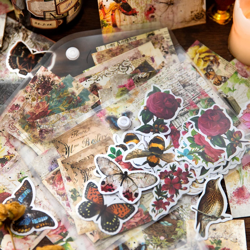 

100Pcs Vintage Scrapbook Junk Journaling Paper Memo Pads Material Kit for Cards Cards Background Decoration Paper stationery