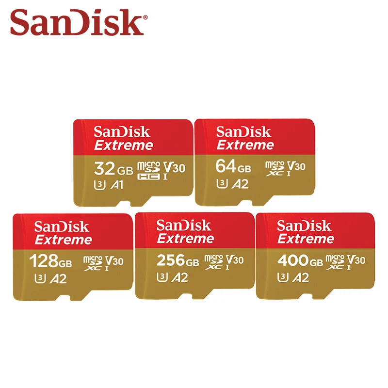 Sandisk Micro SD Card Original Extreme A2 V30 U3 SDXC Flash 32GB 64GB 128GB 256GB MicroSD Card 190MB/s TF Card for Phone laptop