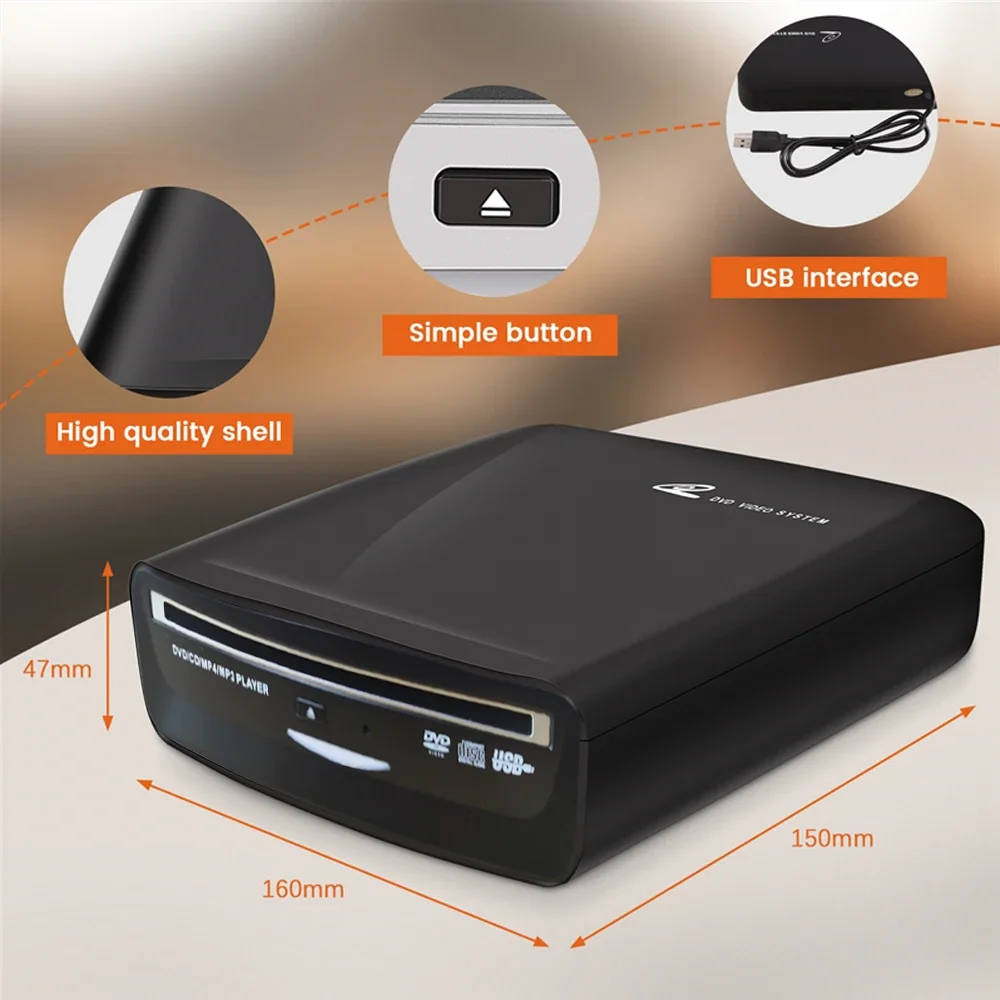 External Car DVD CD Player For MP5, LED TV, PC and Most Cars As Tesla Model 3 2019-2021 Portable CD Player with USB Power — view 5