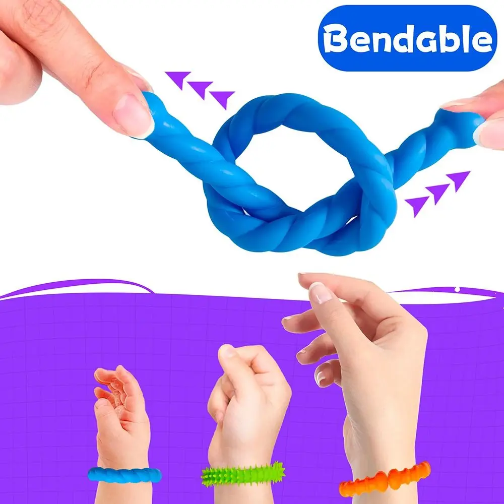 Silicone Texture DIY Sensory Strip Toys Enhancing Attention Unique Silent Decompressors Rings Stretchable Elastic Noodles