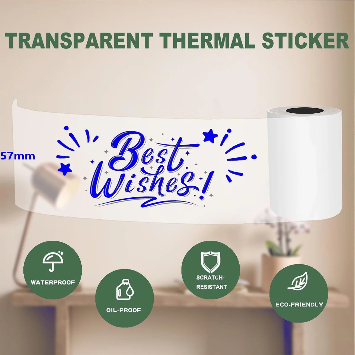 Mini Transparent Sticky Paper Rolls - Colorful Printer Compatible, Ideal for Journaling, Photos, and Notes - Office and School