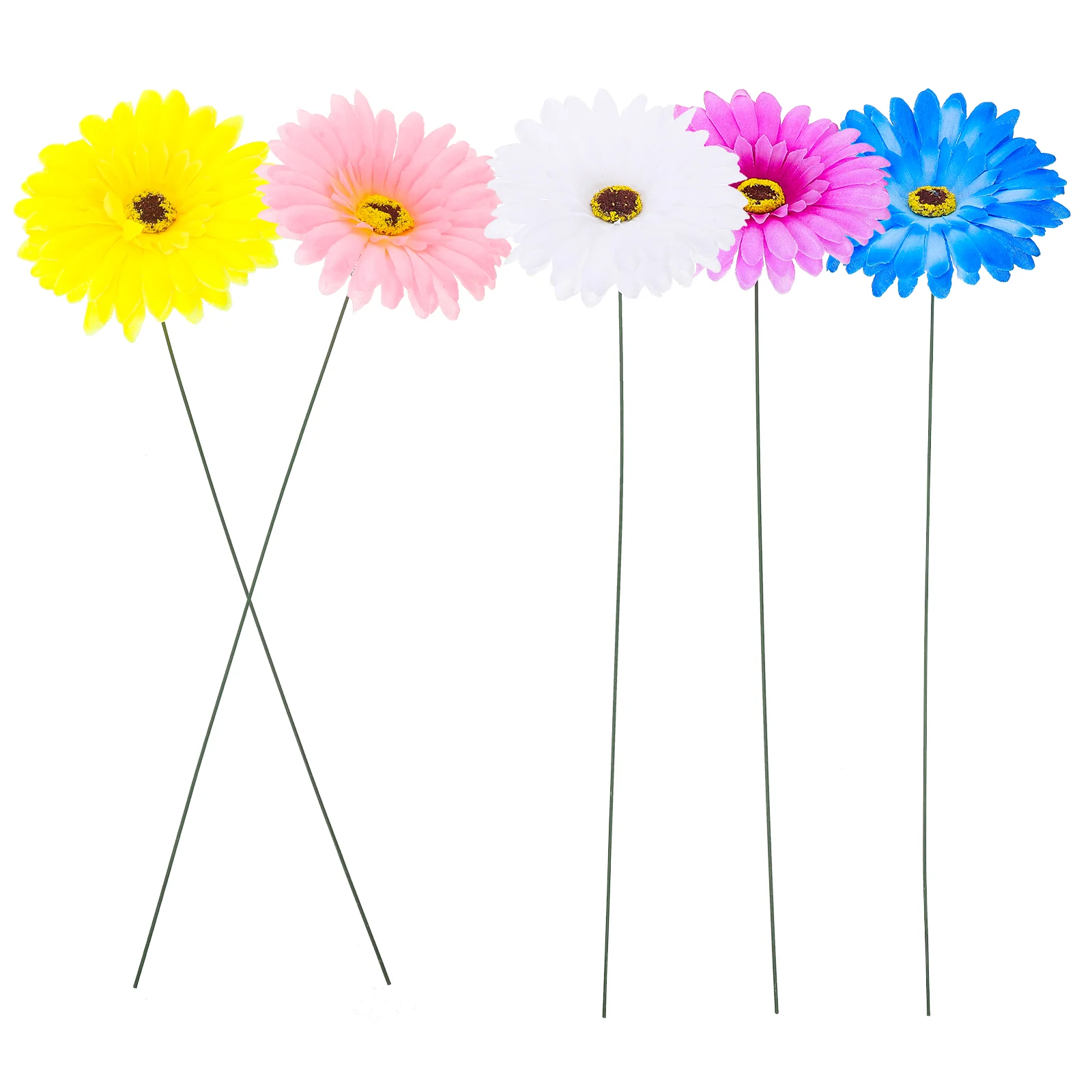

5 Pcs Decorations Lawn Insert Silk Cloth Iron Crafts Garden Stakes