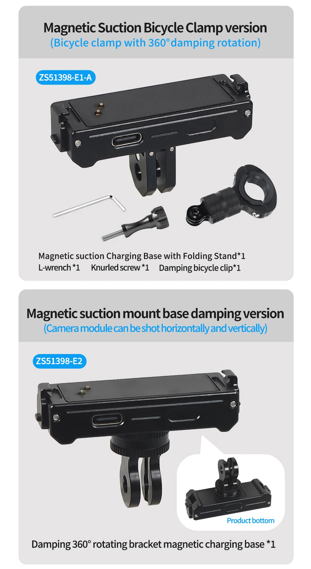 Magnetische Halterung, Schnellverschluss-Stativadapter mit USB-Aufladung für Insta360 GO 3 3S Daumenkamera-Halterung, Magnetfuß – Detail 14