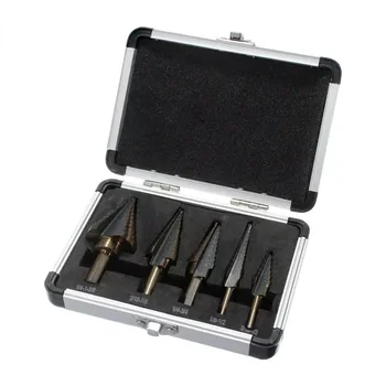 HSS 4241 Cobalto Foro multiplo 50 dimensioni Set di punte a gradini Strumenti Custodia in alluminio Strumento di perforazione del metallo per metallo Legno Punta da trapano a cono 1