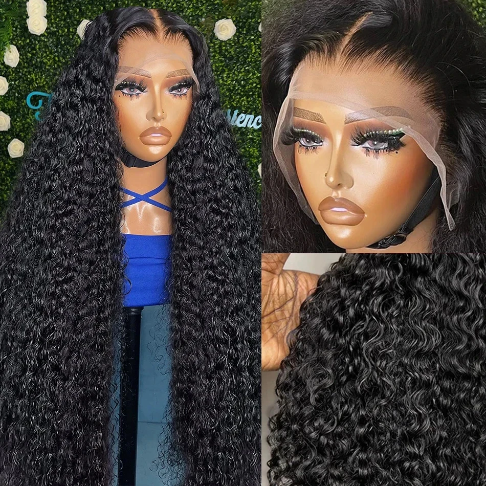 

hd water wave wigs 13x4 13x6 lace frontal 30 40 inches 100% brazilian glueless curly deep wave human wigs on sale for women