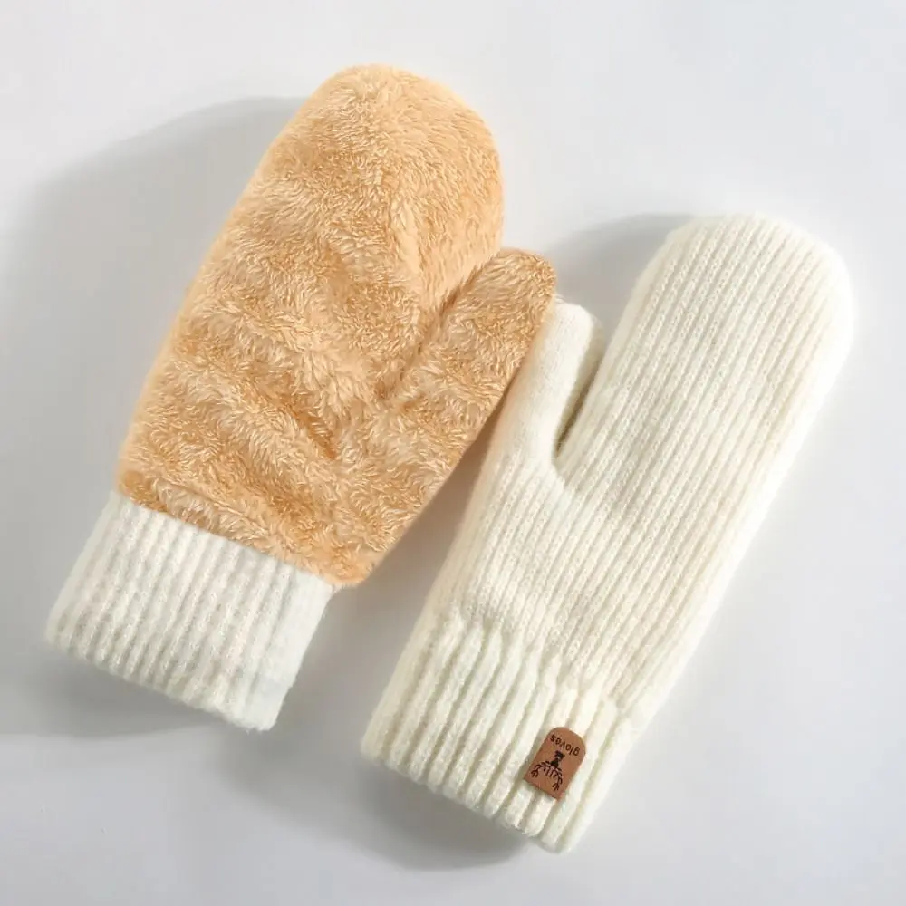 Keep Warm Elasticity Full Finger Gloves Double Layer Warm Thickened Knitted Gloves Soft Fashion Gloves Boys Girls