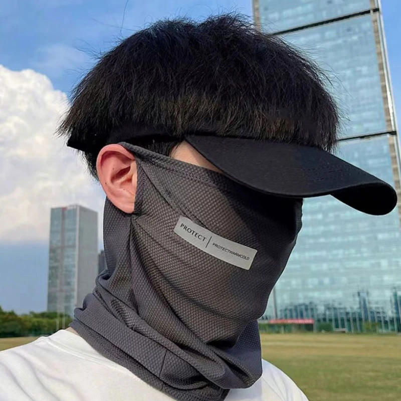 Pure Color Ice-Silk Face Mask Unisex UV Protection for Summer Outdoor Cycling